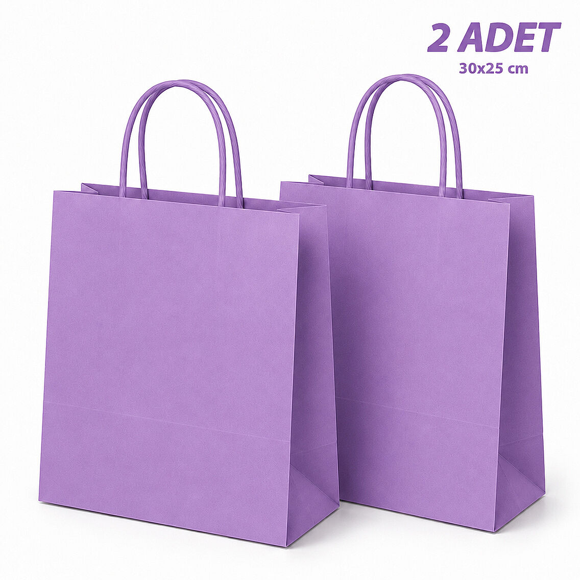 30x25 cm Hediyelik Kağıt Çanta Mor 2 Adet - 1