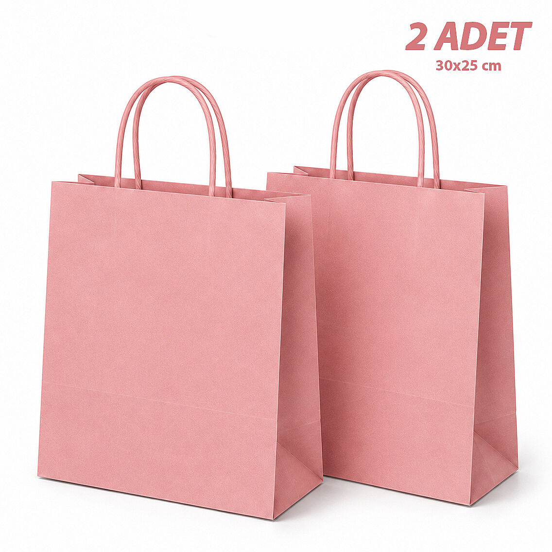 30x25 cm Hediyelik Kağıt Çanta Pembe 2 Adet - 1