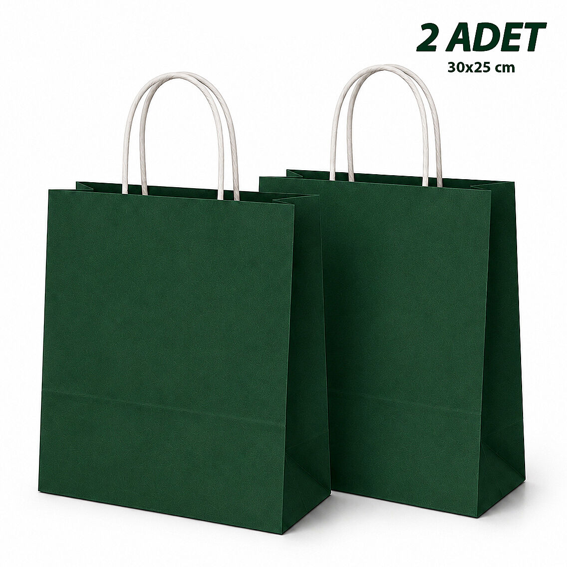 30x25 cm Hediyelik Kağıt Çanta Yeşil 2 Adet - 1