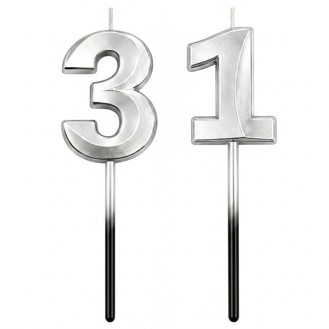 31 Rakam Mum Gümüş - 1