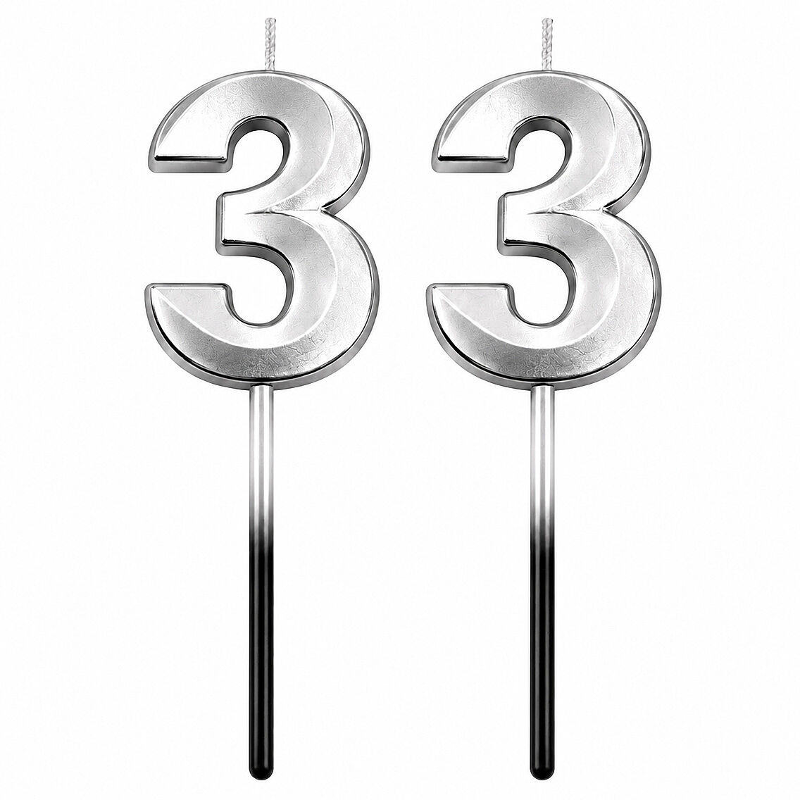 33 Rakam Mum Gümüş - 1