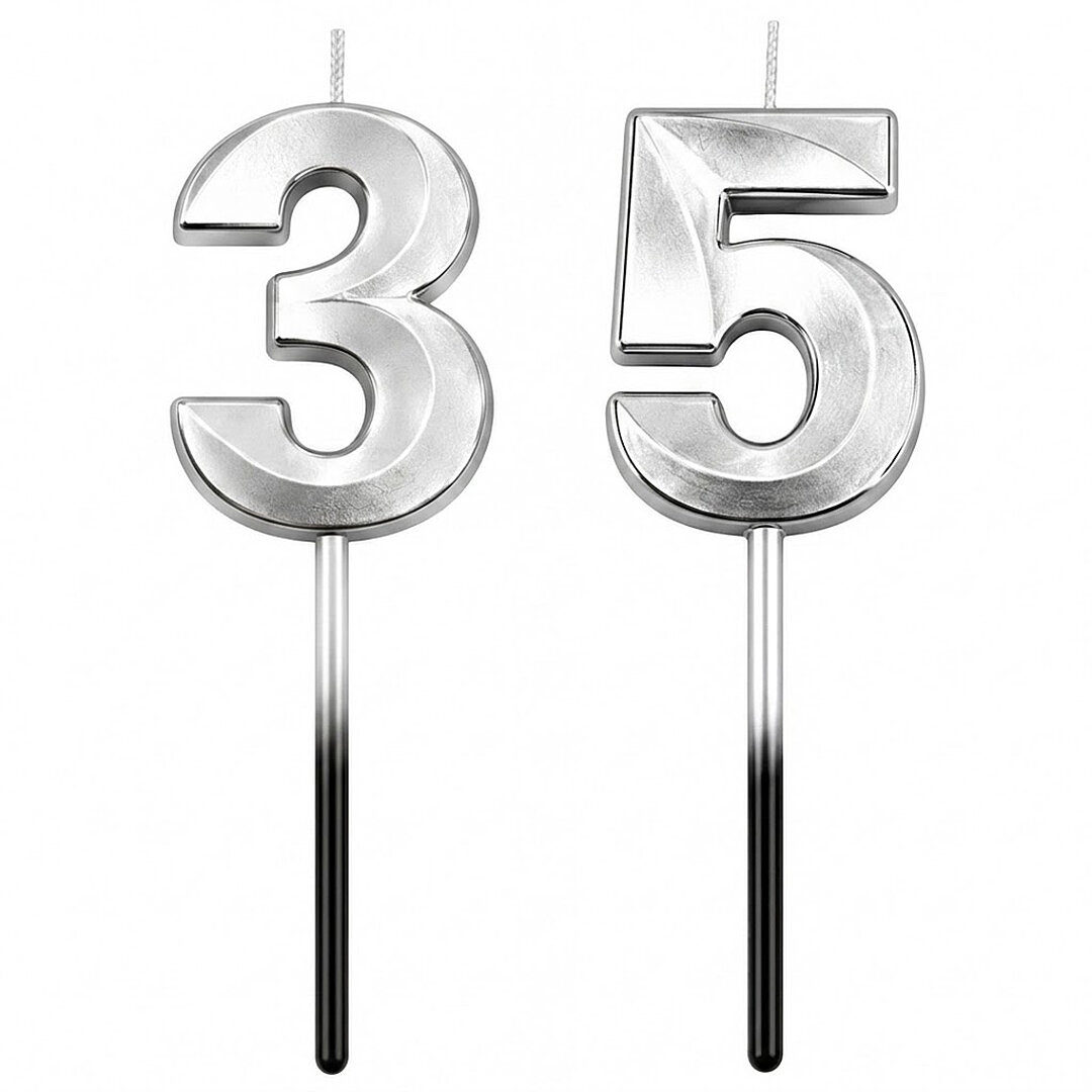 35 Rakam Mum Gümüş - 1