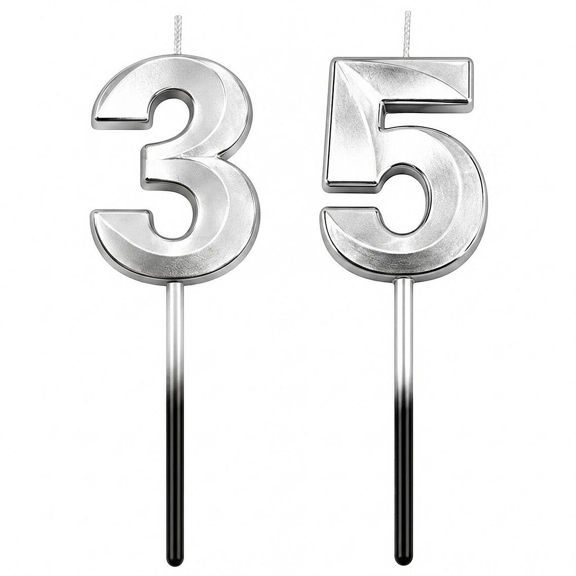 35 Rakam Mum Gümüş - 1