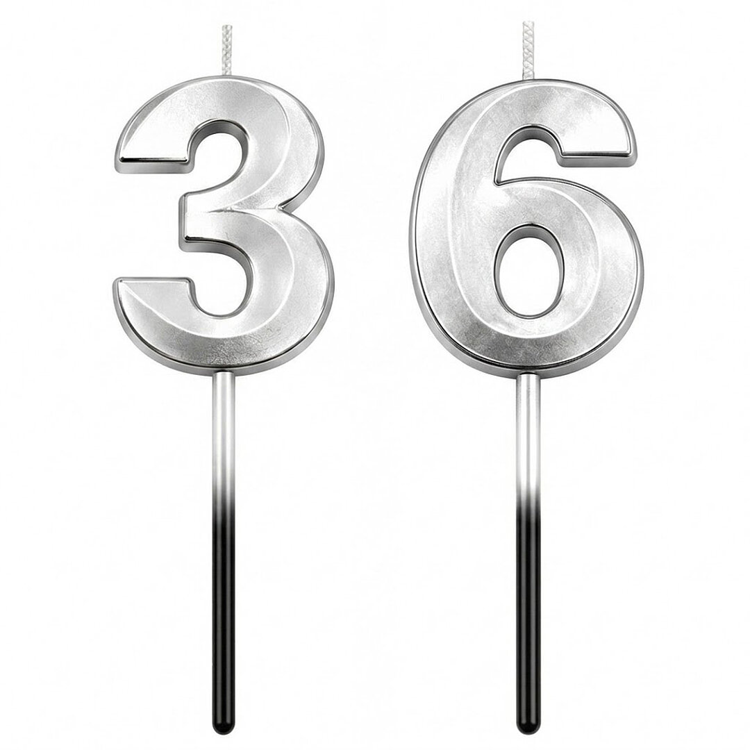 36 Rakam Mum Gümüş - 1