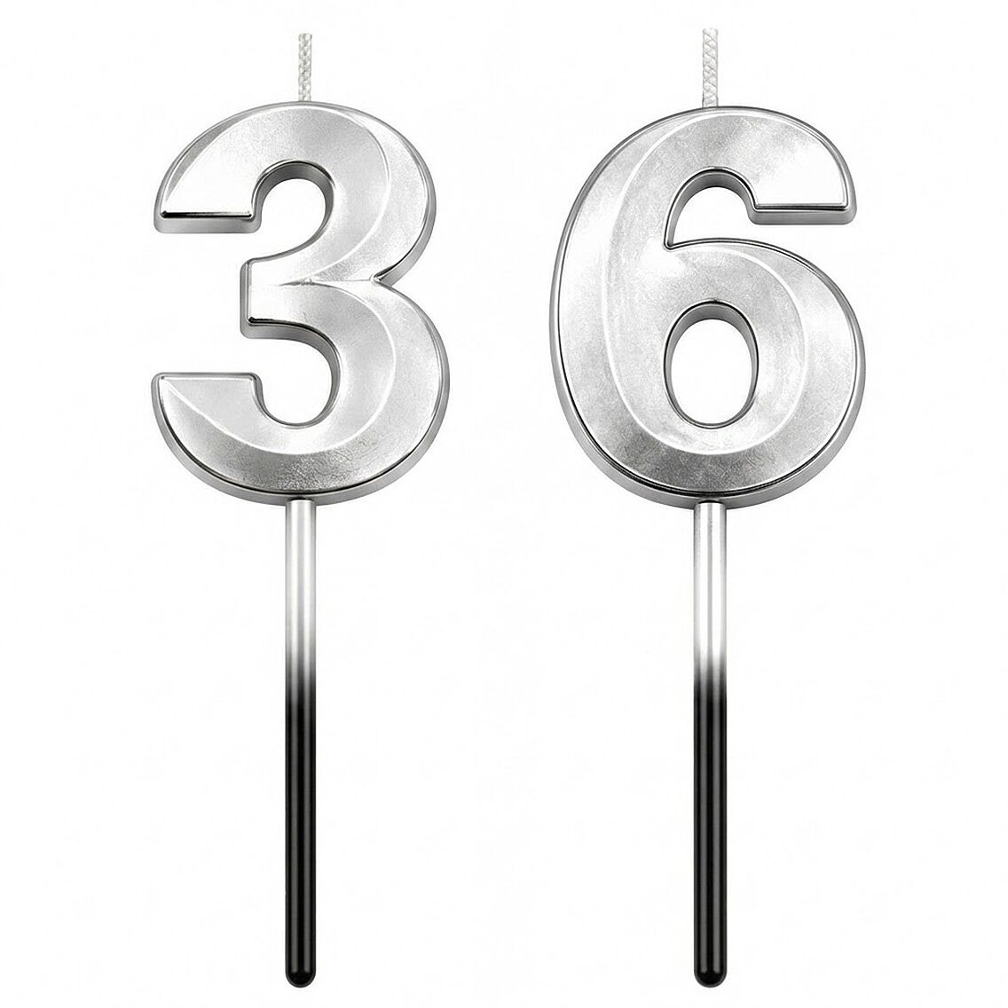 36 Rakam Mum Gümüş - 1