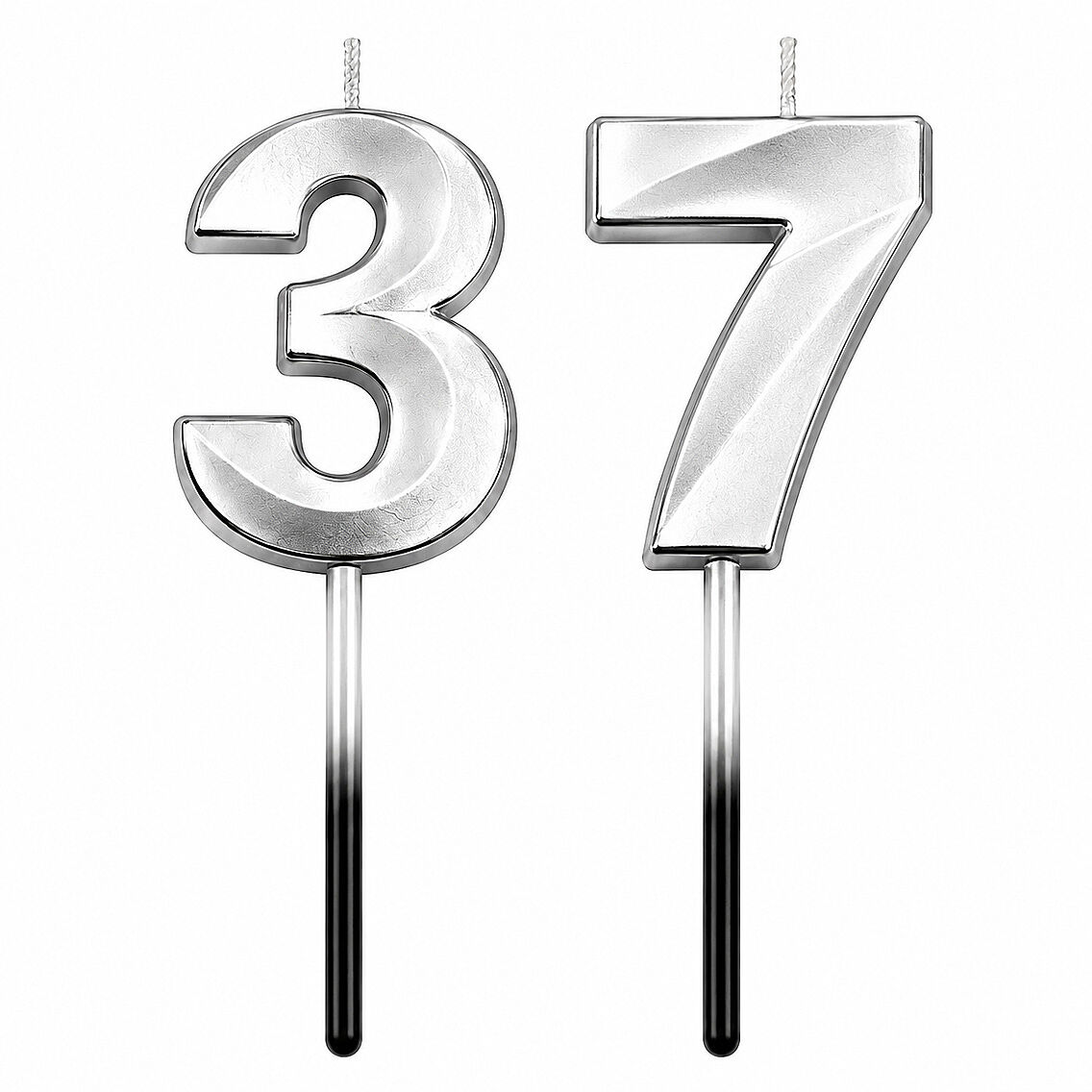 37 Rakam Mum Gümüş - 1