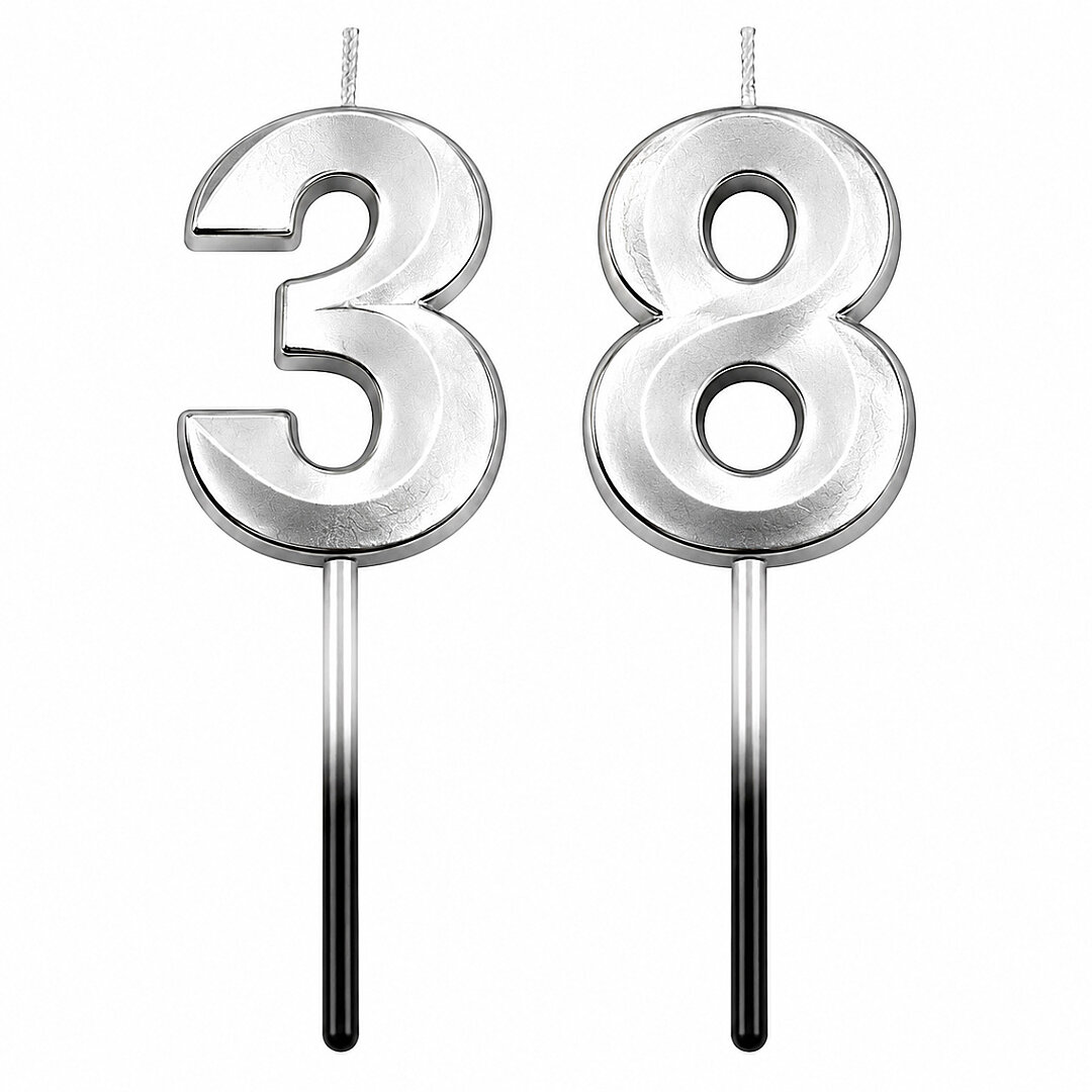 38 Rakam Mum Gümüş - 1