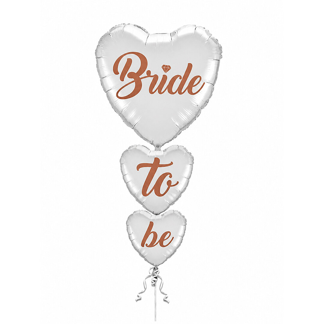 3'Lü Bride To Be Beyaz Kalp Folyo Balon - 1