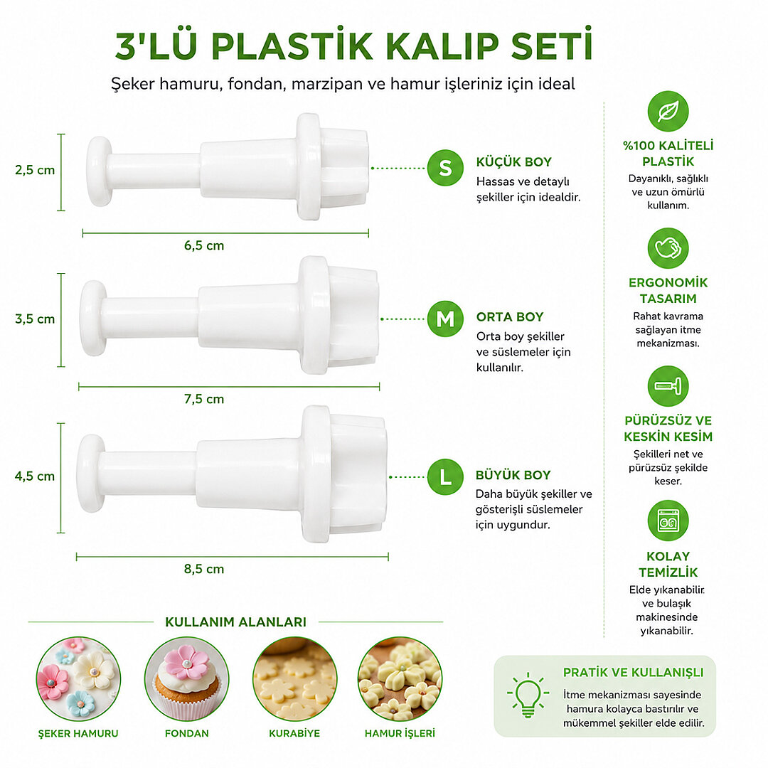 3'lü Plastik Kurabiye Kalıbı - 2