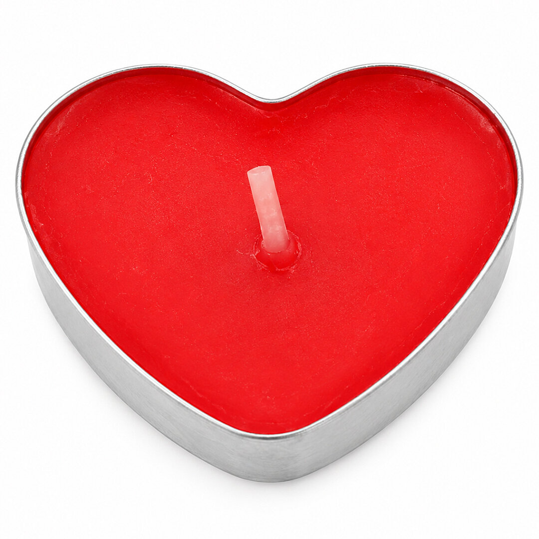 4 Adet Kalpli Tealight Mum - Romantik Kalp Şekilli Dekoratif Küçük Mum - 2