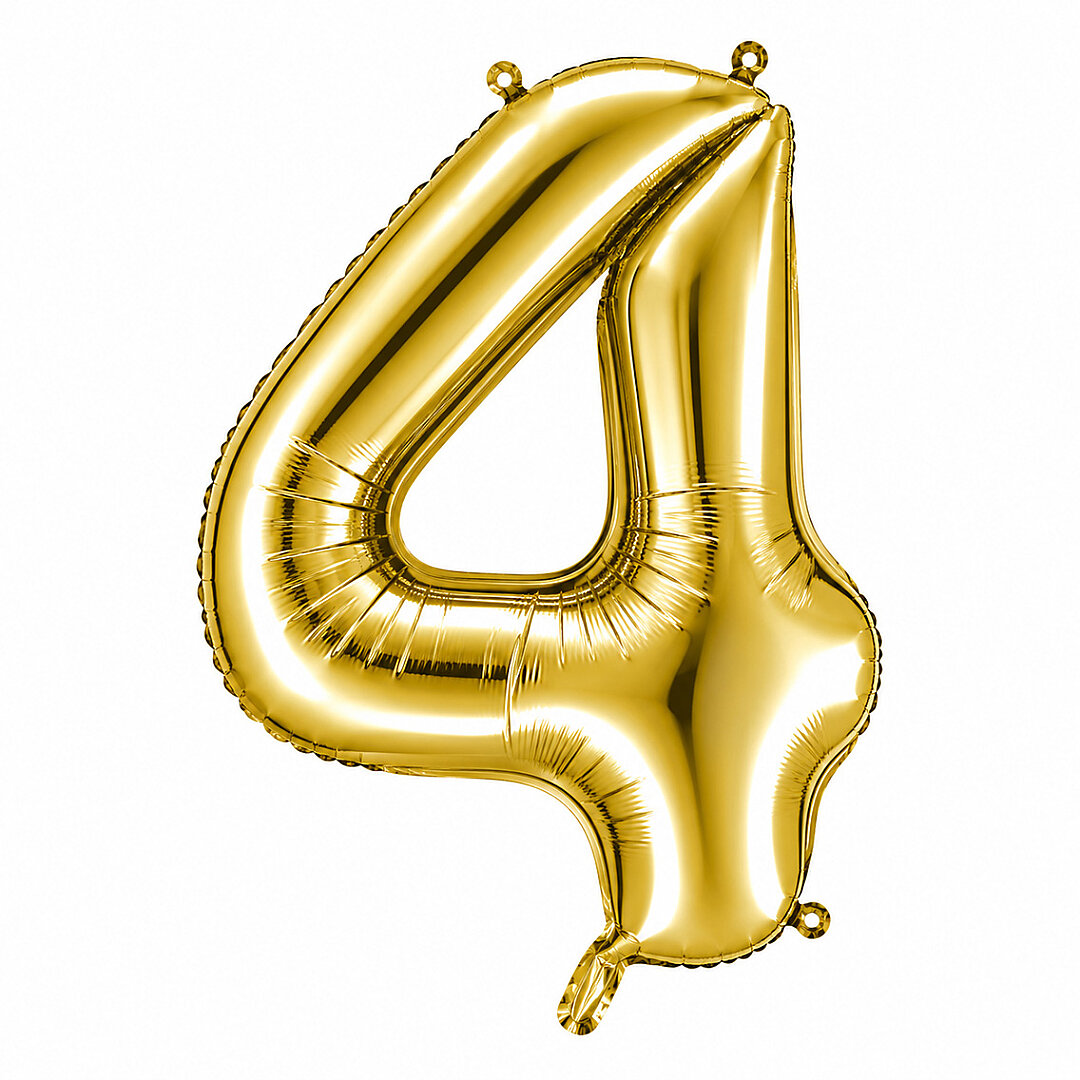 4 Rakam Folyo Balon Altın Rengi (100 cm) - 1