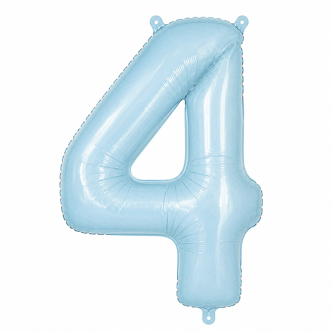 4 Rakam Folyo Balon Mavi Rengi (76 cm) - 1
