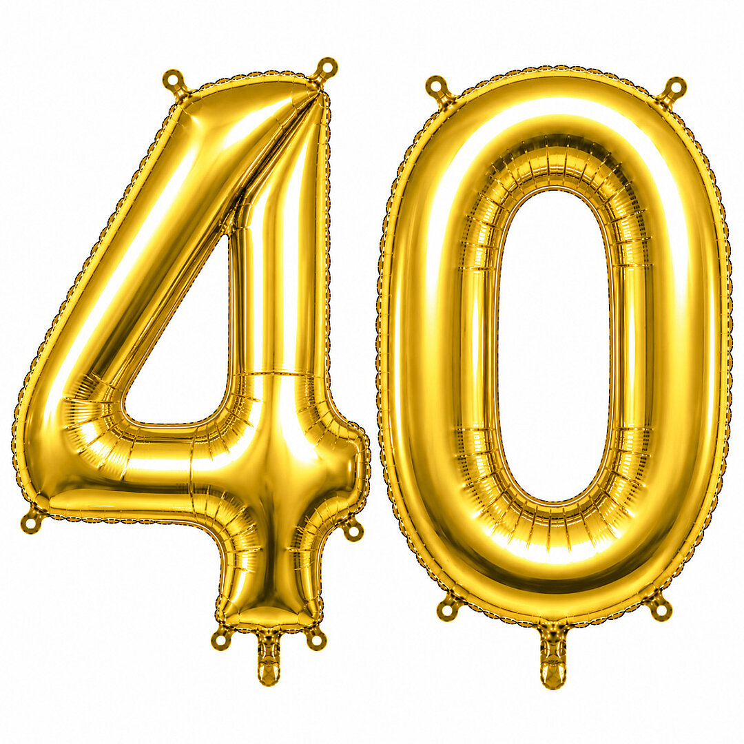 40 Rakam Folyo Balon Altın Rengi (100 cm) - 1