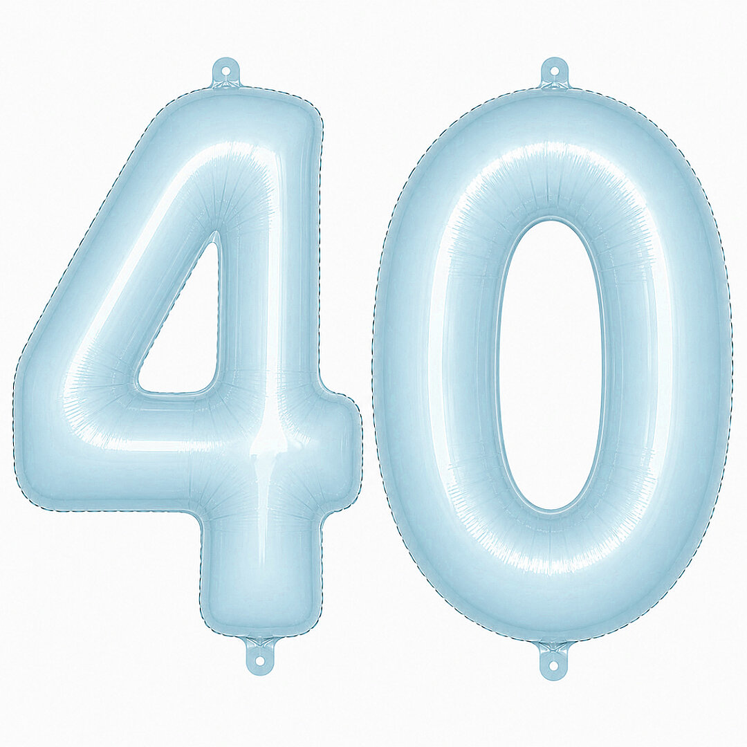 40 Rakam Folyo Balon Mavi Rengi (76 cm) - 1
