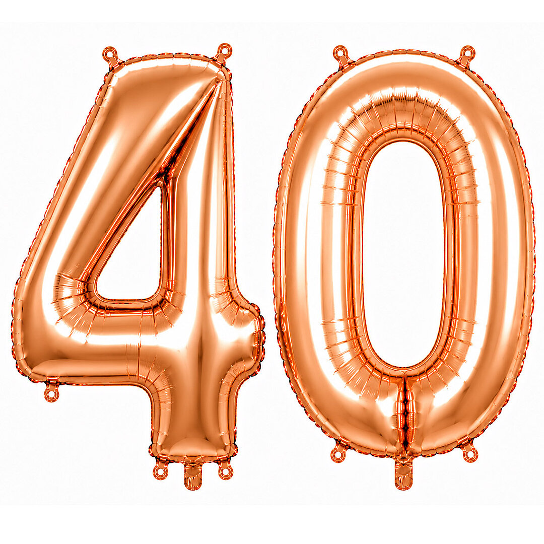 40 Rakam Folyo Balon Rose Gold Rengi (76 cm) - 1
