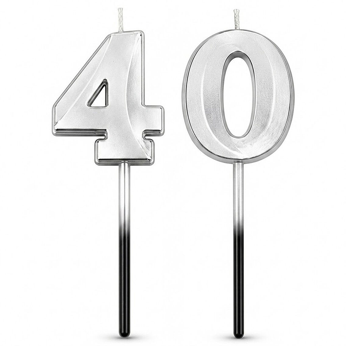 40 Rakam Mum Gümüş - 1
