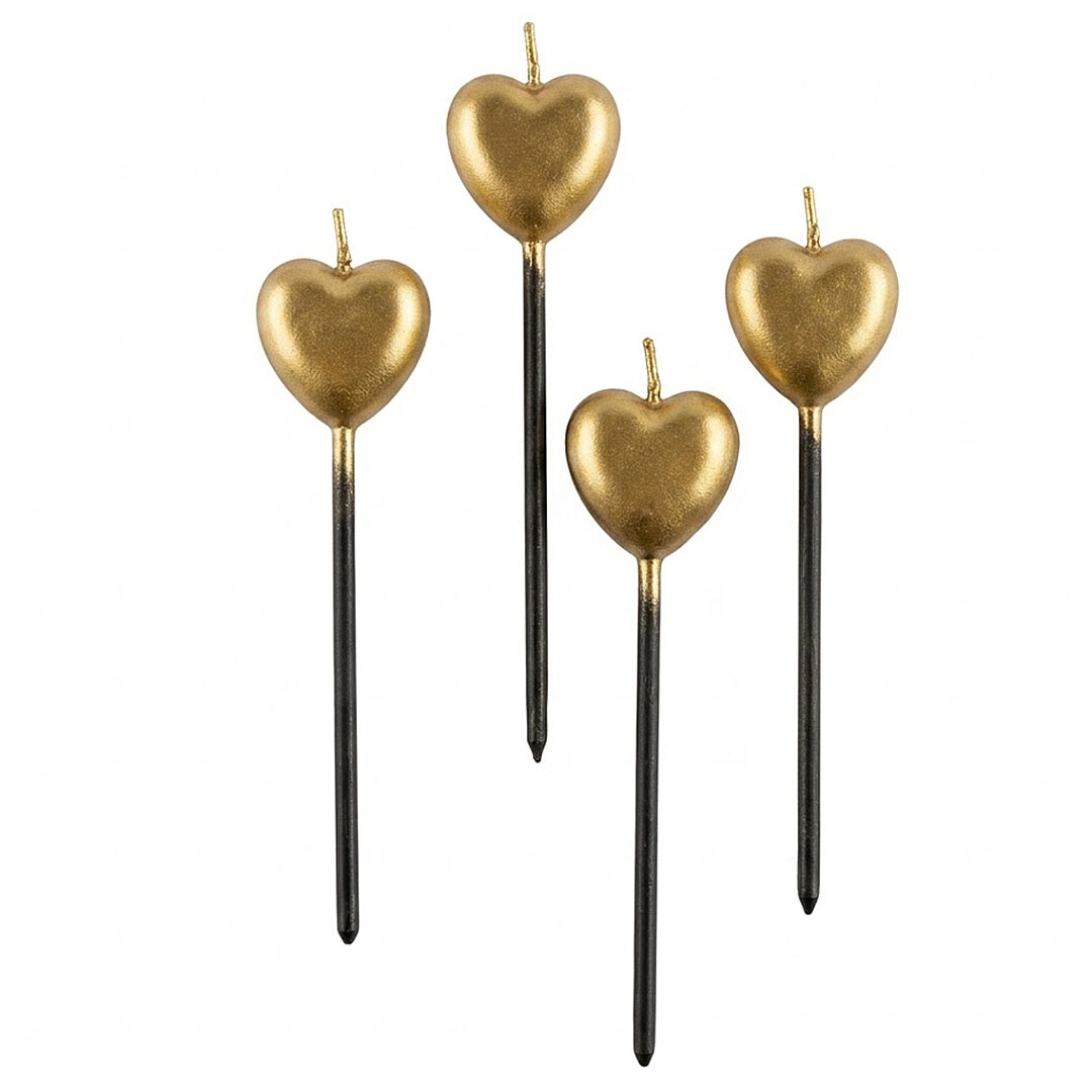 4'lü Kalp Mum Gold - Beysüs