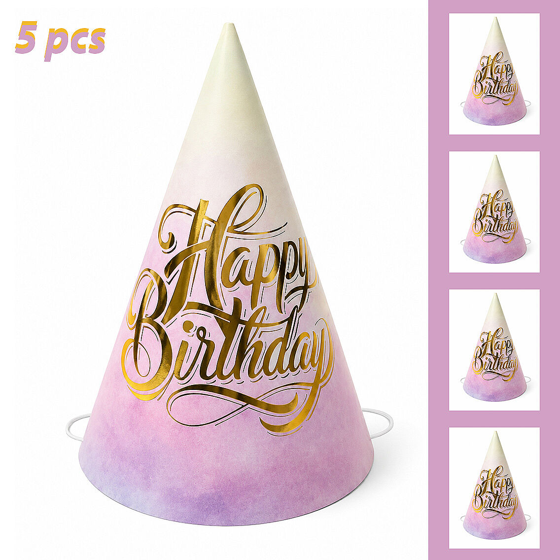 5 Li Kutulu Happy Birthday Parti Şapkası - 1