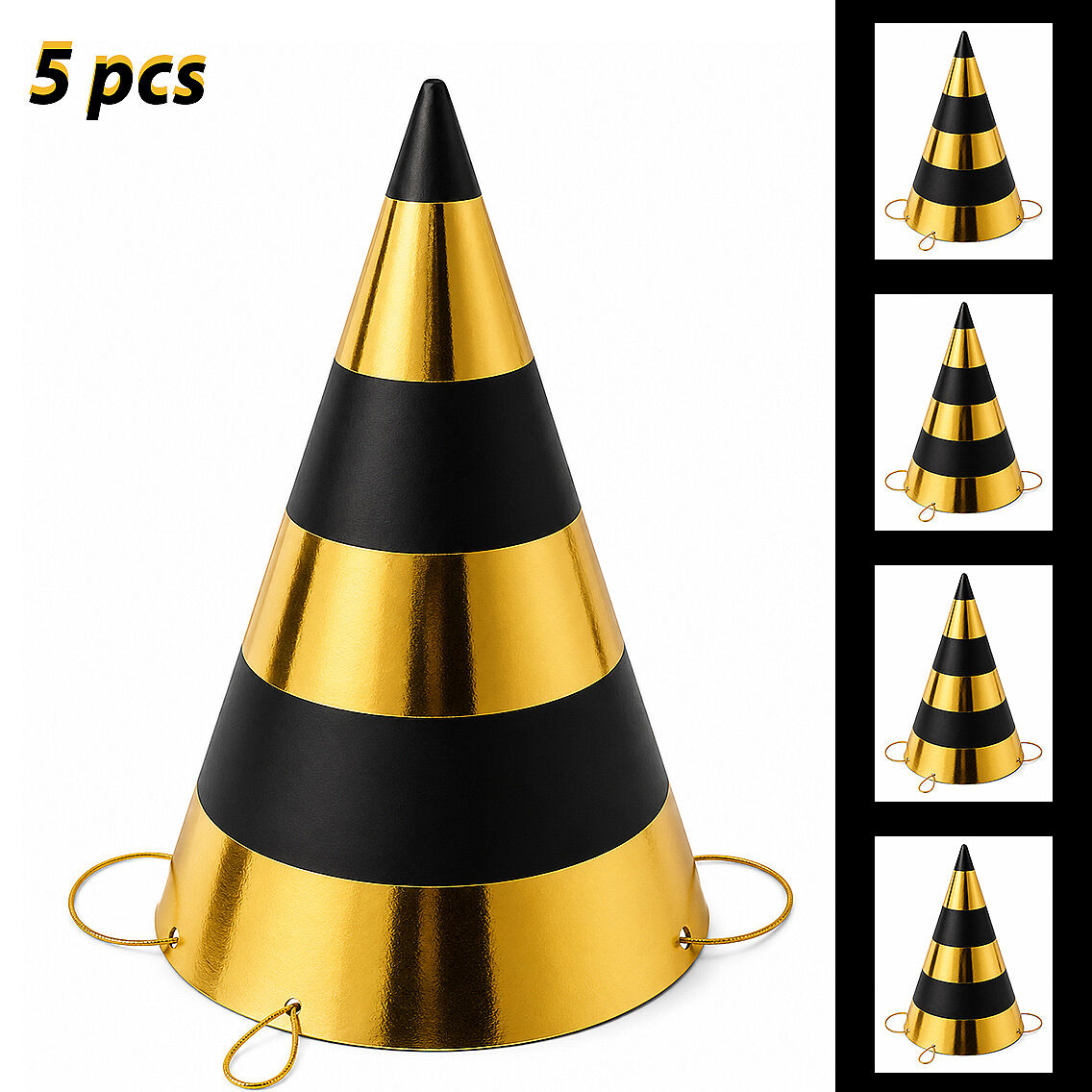 5 Li Parti Şapkası Gold-Siyah - 1