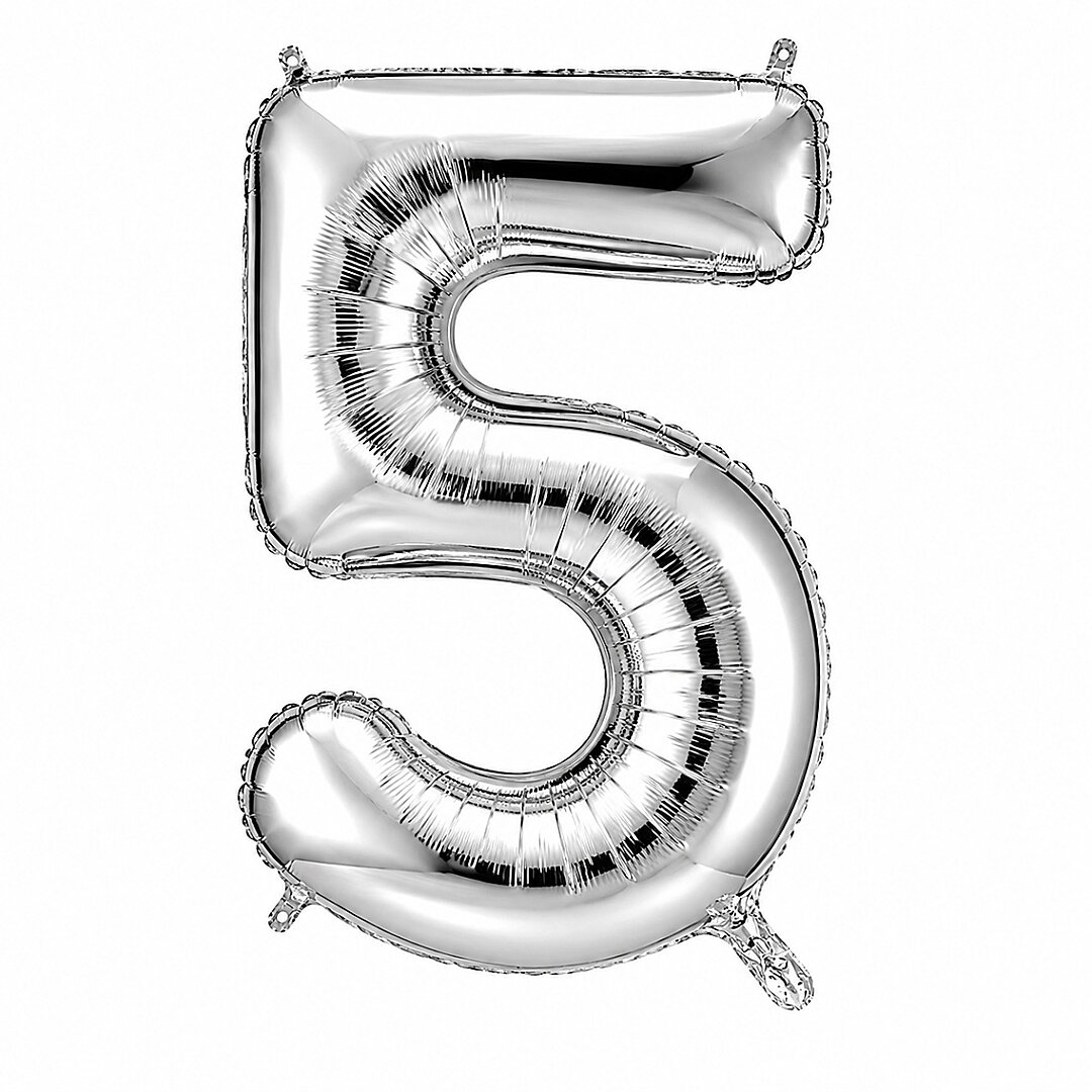 5 Rakam Folyo Balon Gümüş Rengi (36 cm) - Beysüs