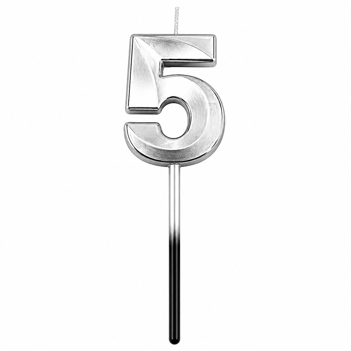5 Rakam Mum Gümüş - 1