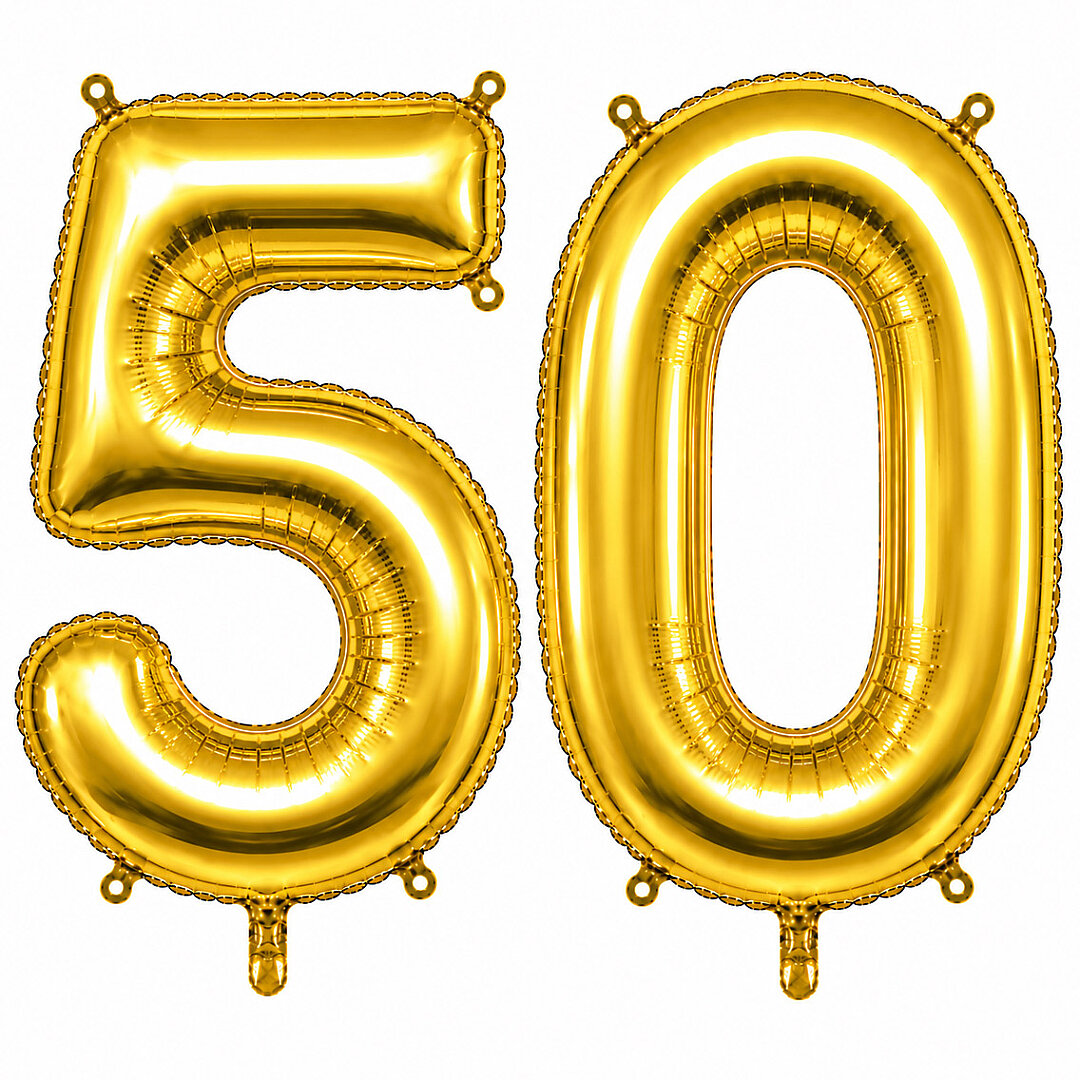 50 Rakam Folyo Balon Altın Rengi (76 cm) - 1