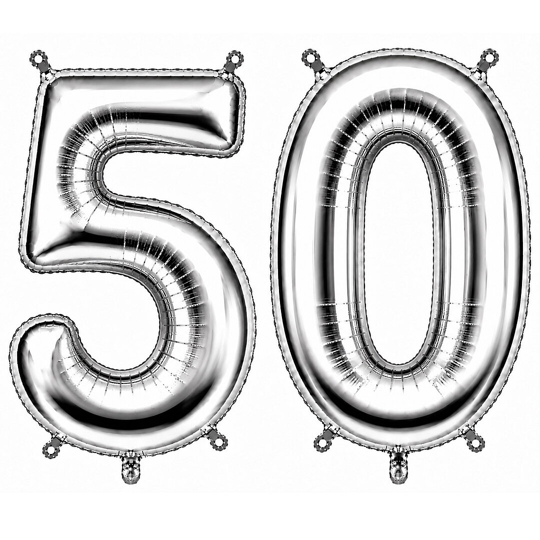 50 Rakam Folyo Balon Gümüş Rengi (100 cm) - Beysüs