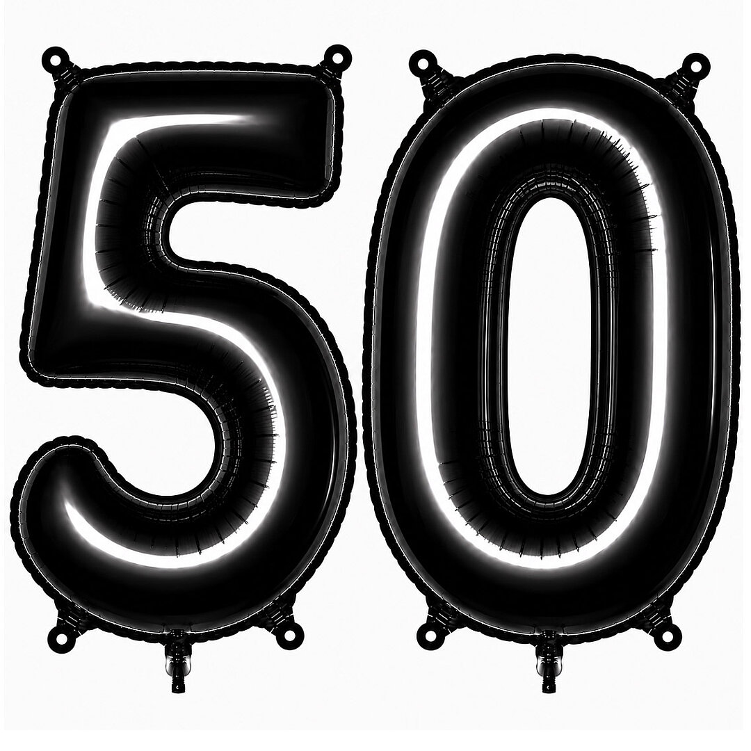 50 Rakam Folyo Balon Siyah Rengi (76 cm) - 1