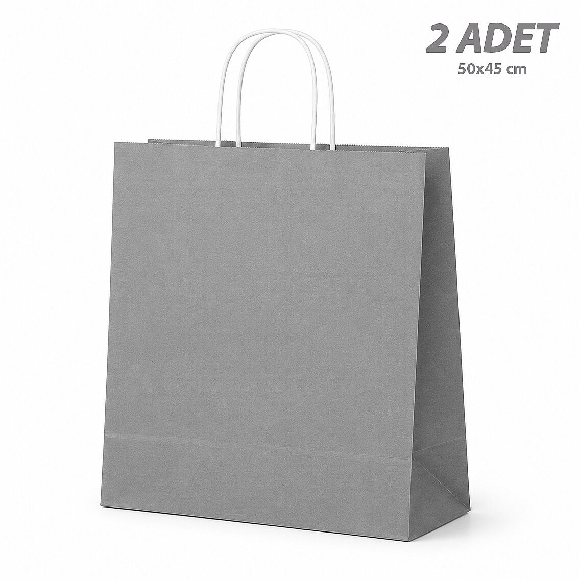 50x45 cm Hediyelik Kağıt Çanta Gümüş 2 Adet - 1