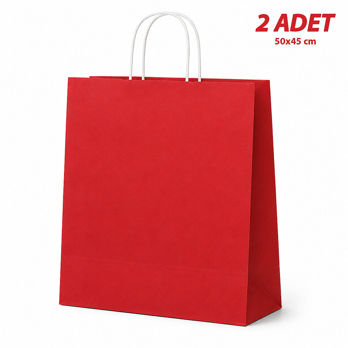 50x45 cm Hediyelik Kağıt Çanta Kırmızı 2 Adet - 1