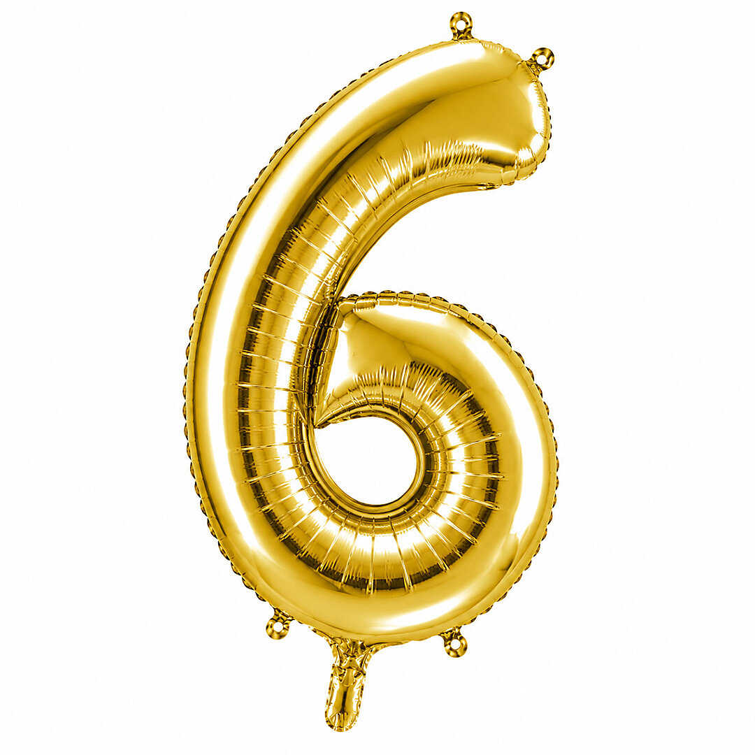 6 Rakam Folyo Balon Altın Rengi (76 cm) - 1
