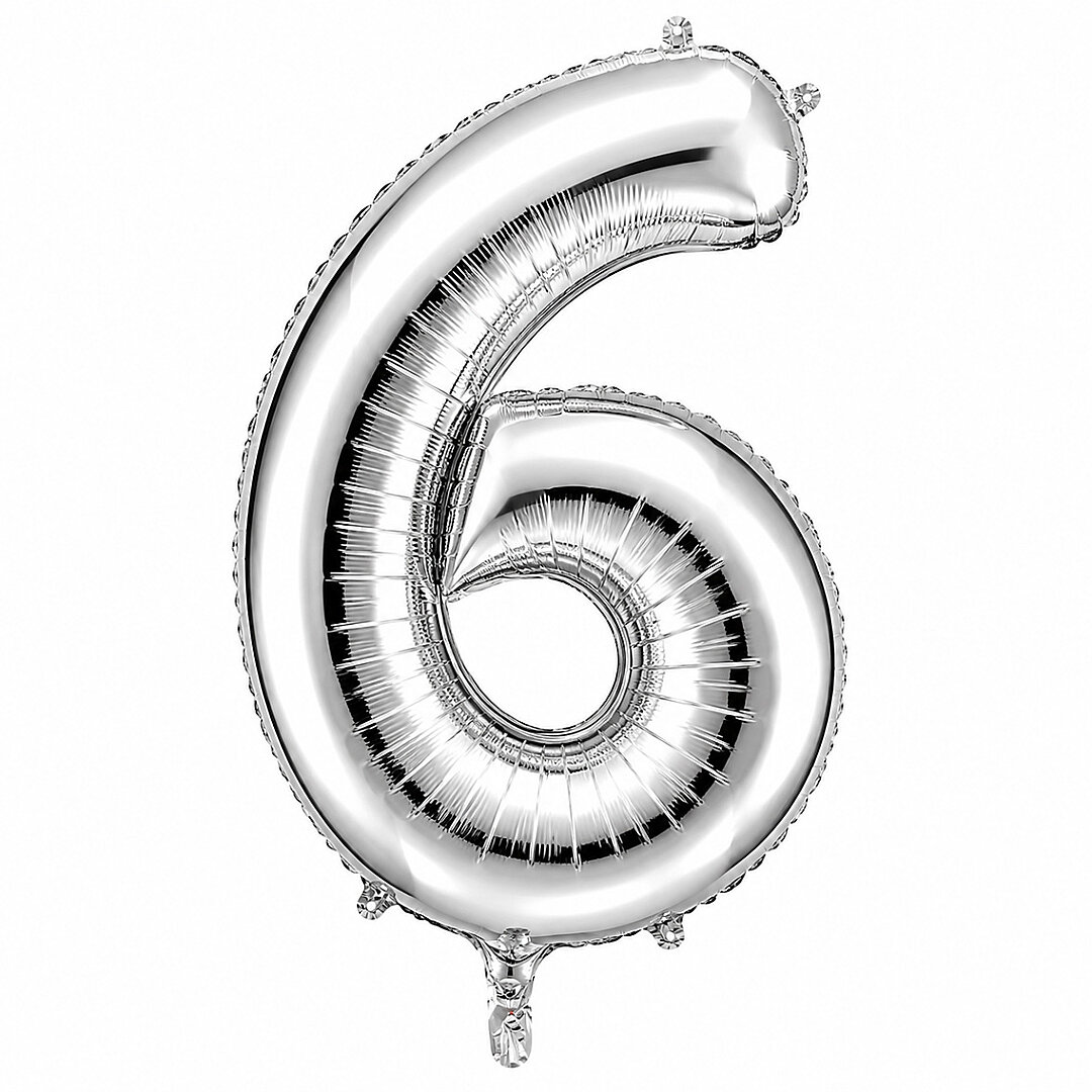 6 Rakam Folyo Balon Gümüş Rengi (36 cm) - Beysüs