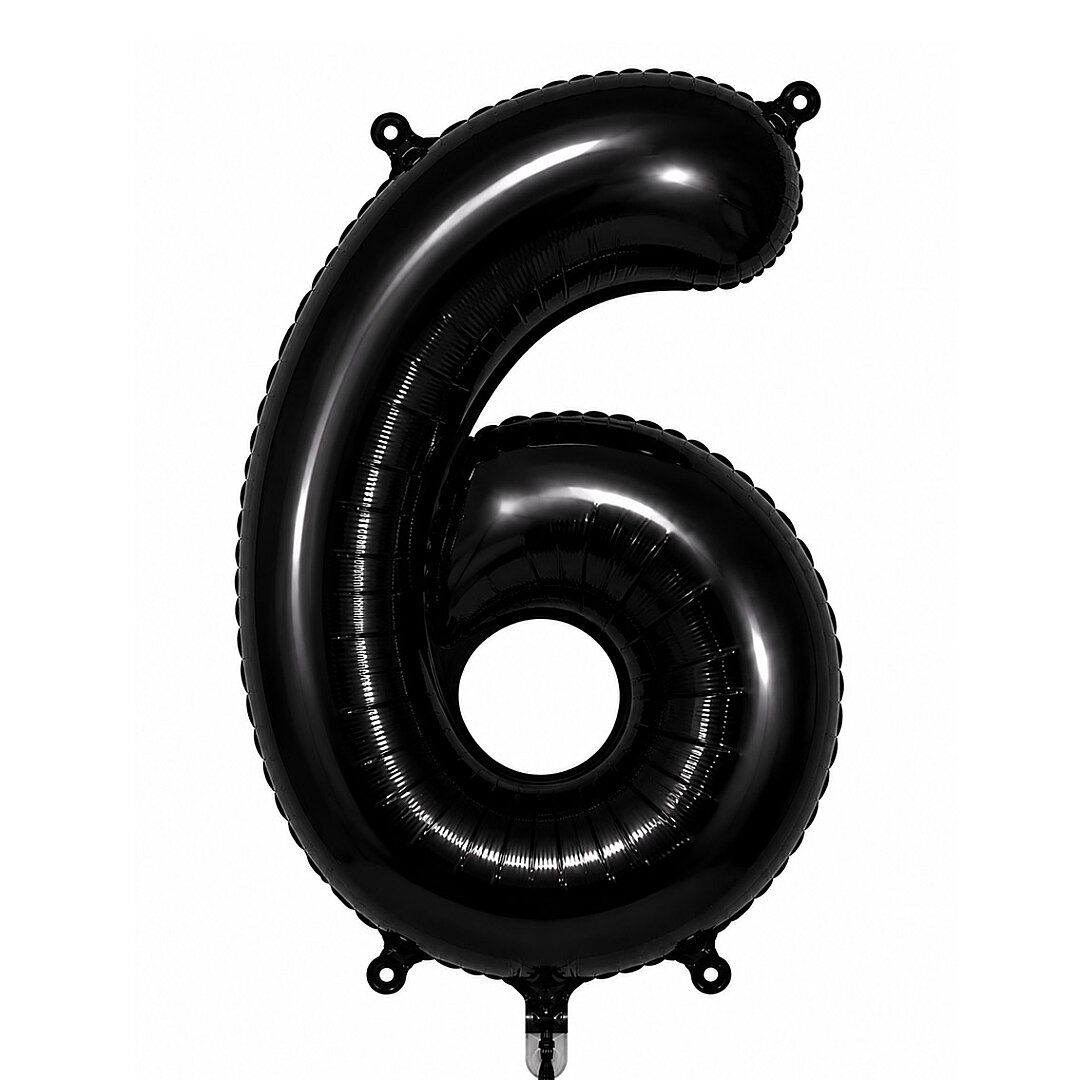 6 Rakam Folyo Balon Siyah Rengi (76 cm) - Beysüs
