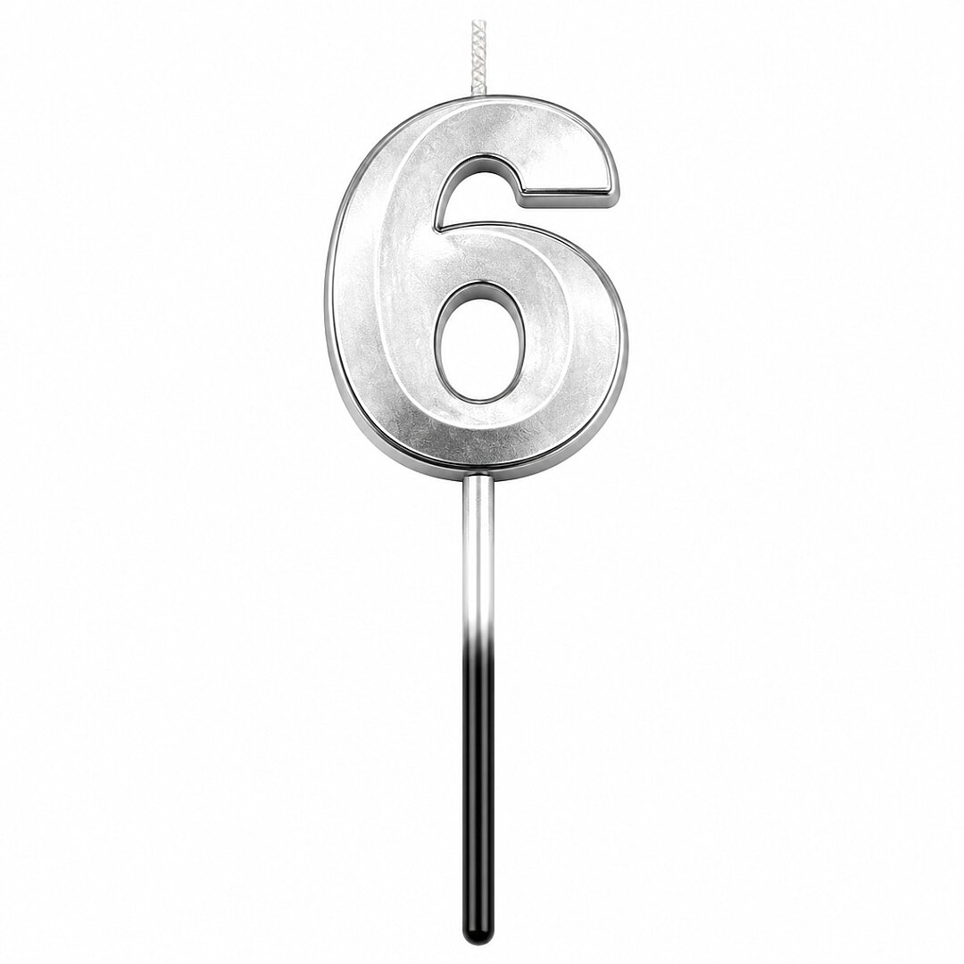 6 Rakam Mum Gümüş - 1