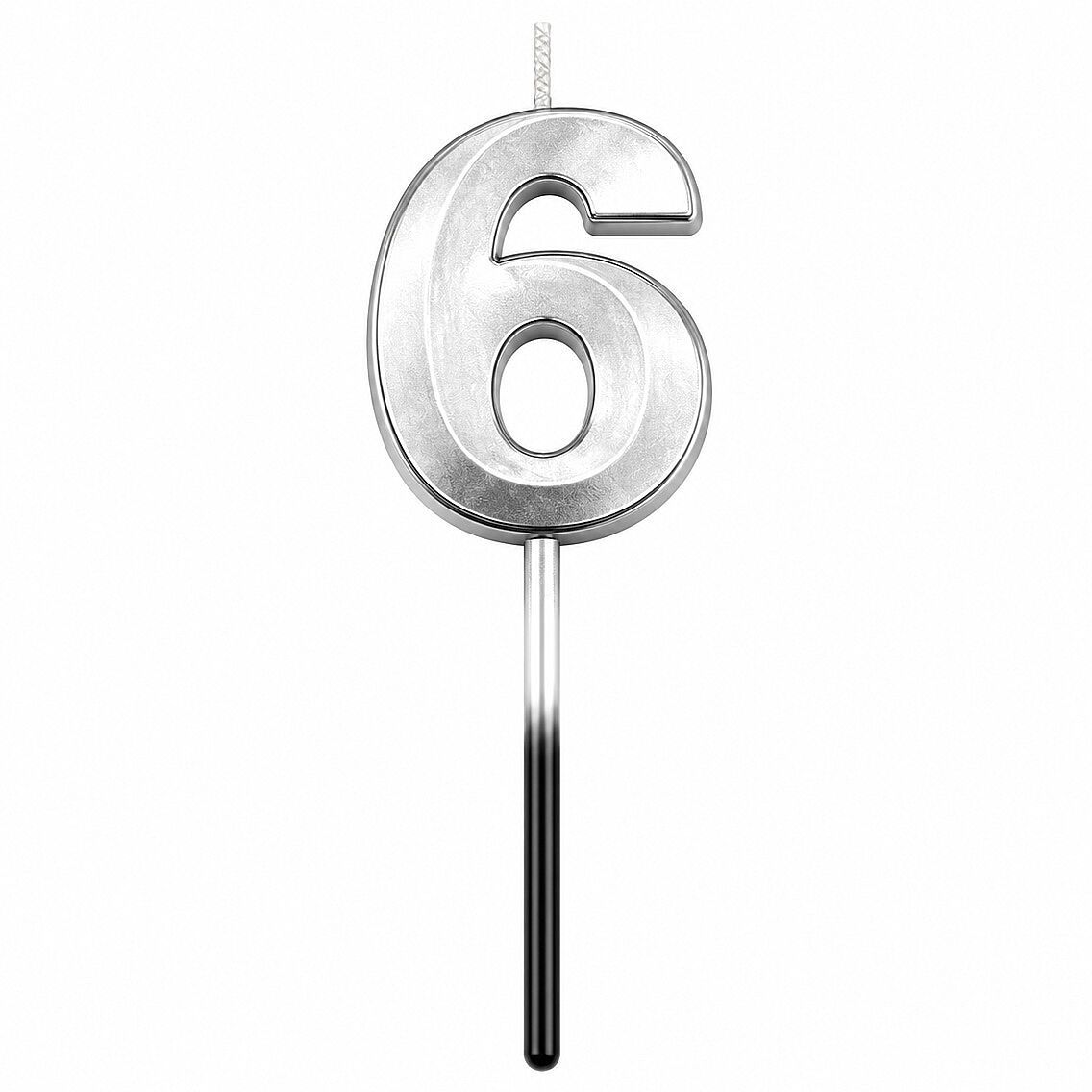 6 Rakam Mum Gümüş - 1