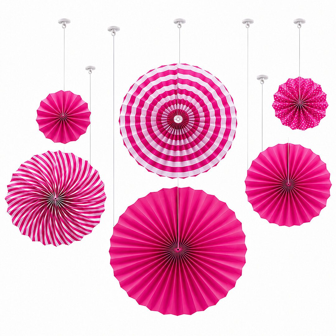 6'lı Tavan Sarkıt Süs Yelpaze Pembe - 1