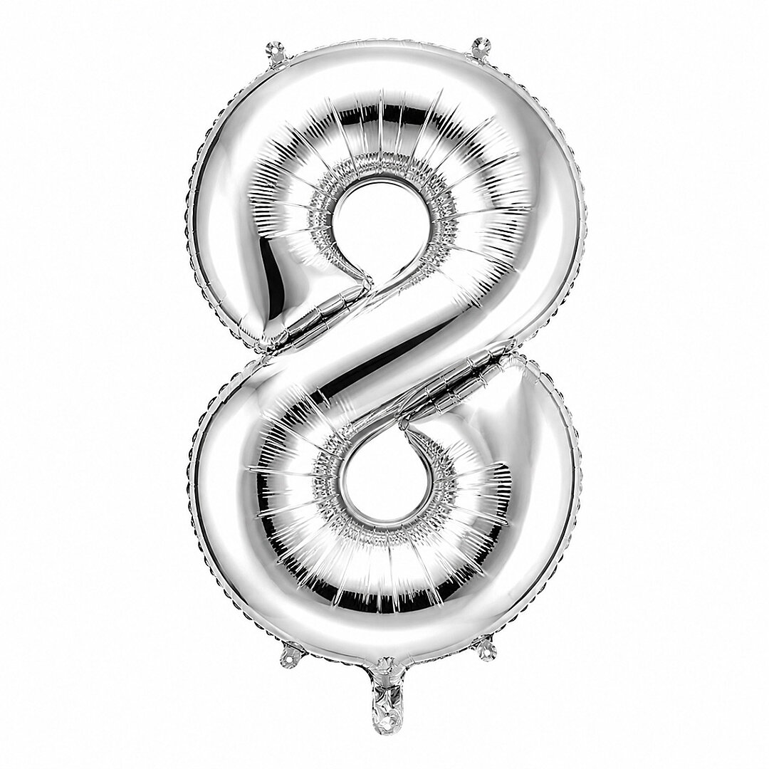 8 Rakam Folyo Balon Gümüş Rengi (36 cm) - Beysüs