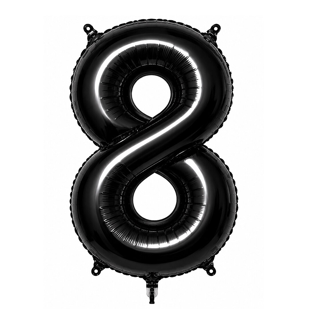 8 Rakam Folyo Balon Siyah Rengi (76 cm) - 1