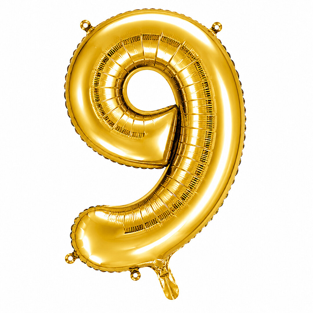 9 Rakam Folyo Balon Altın Rengi (36 cm) - Beysüs