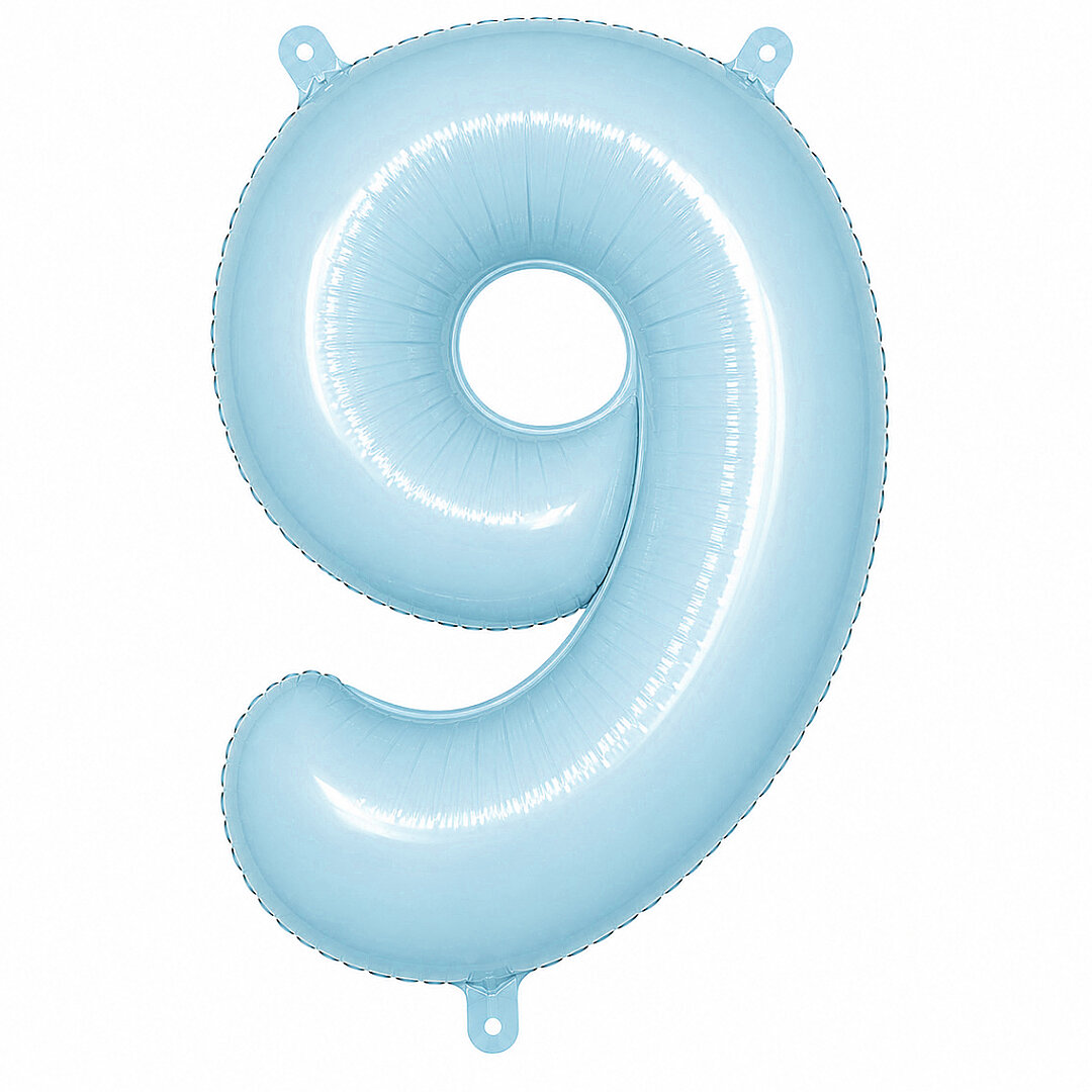 9 Rakam Folyo Balon Mavi Rengi (76 cm) - Beysüs