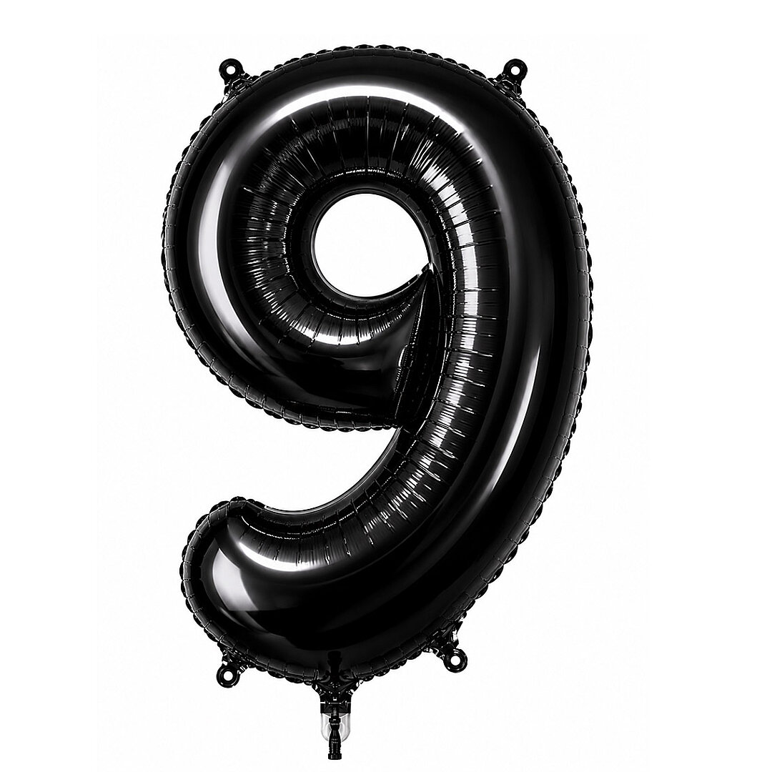 9 Rakam Folyo Balon Siyah Rengi (76 cm) - 1