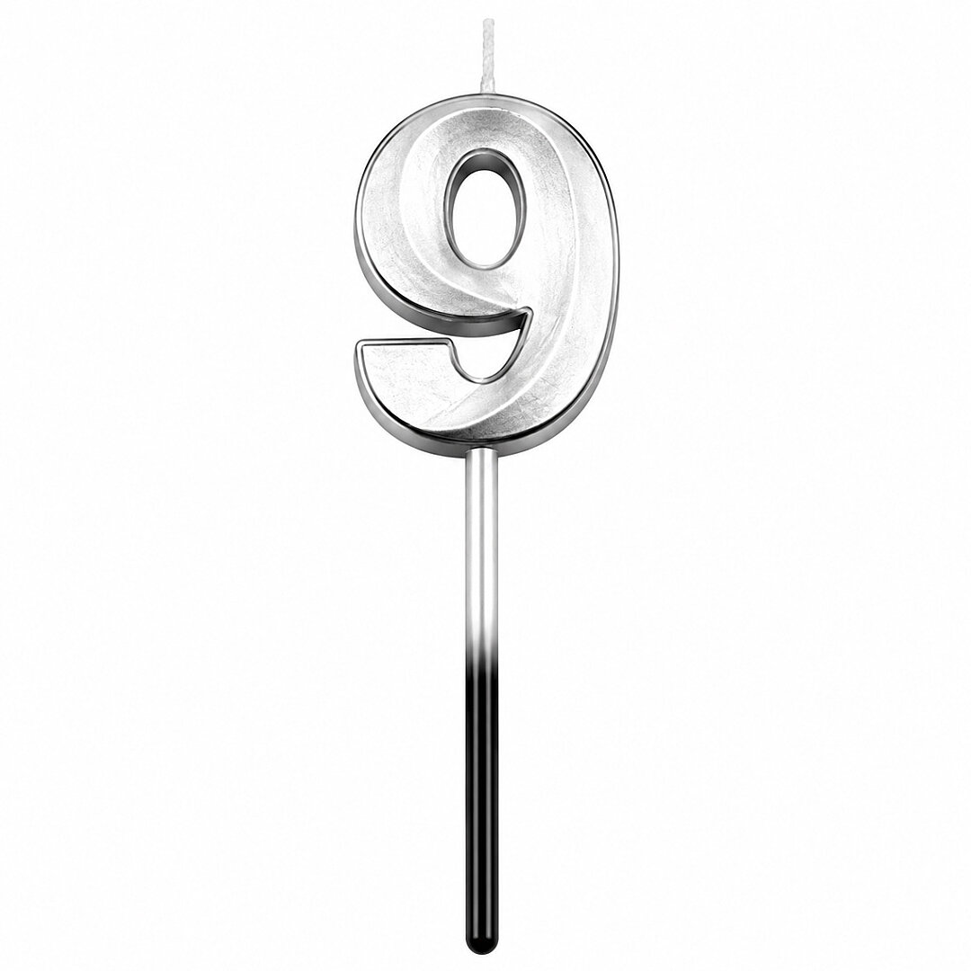 9 Rakam Mum Gümüş - 1