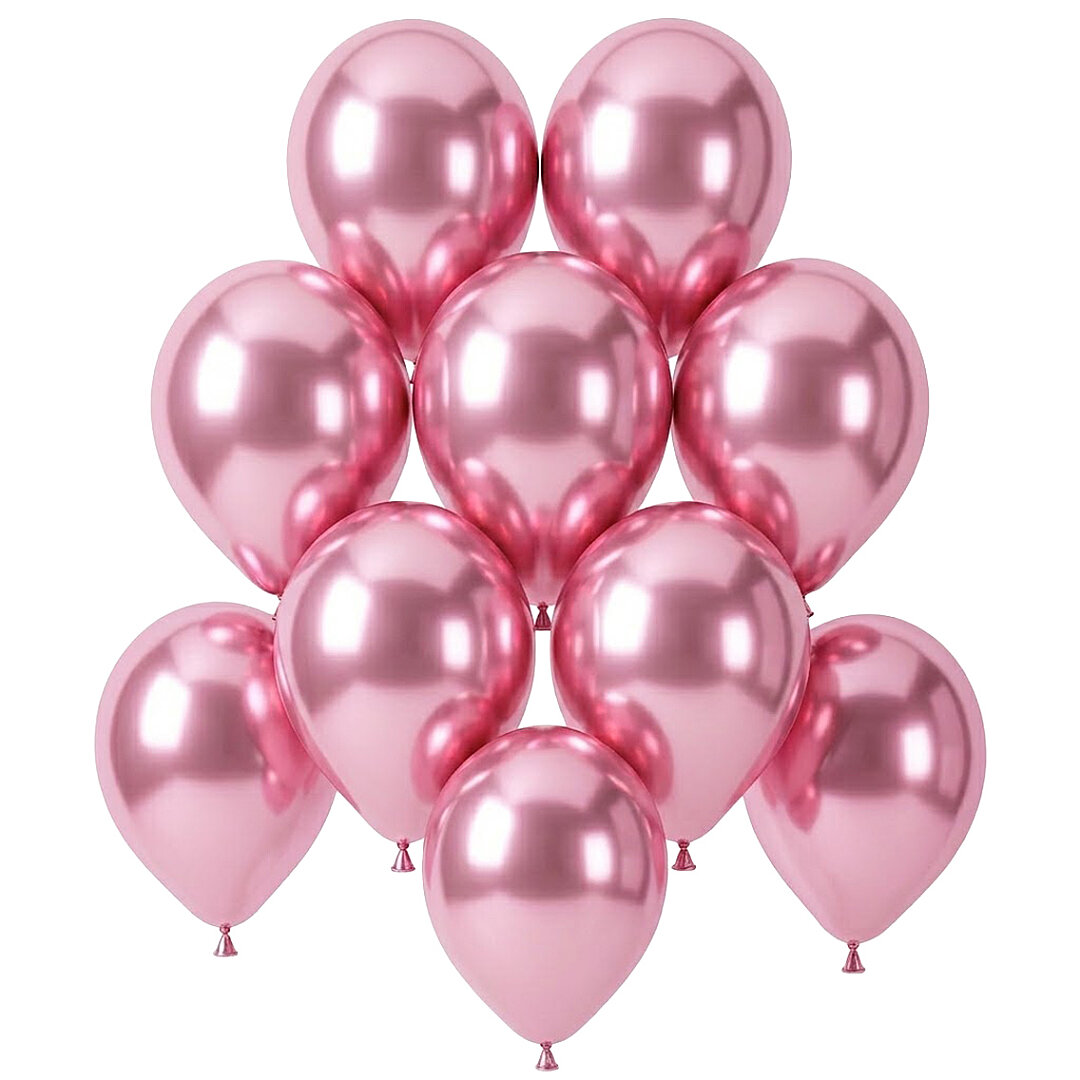 Açık Pembe Renk Lateks krom Balon (15 cm) - 10 Adet - Beysüs