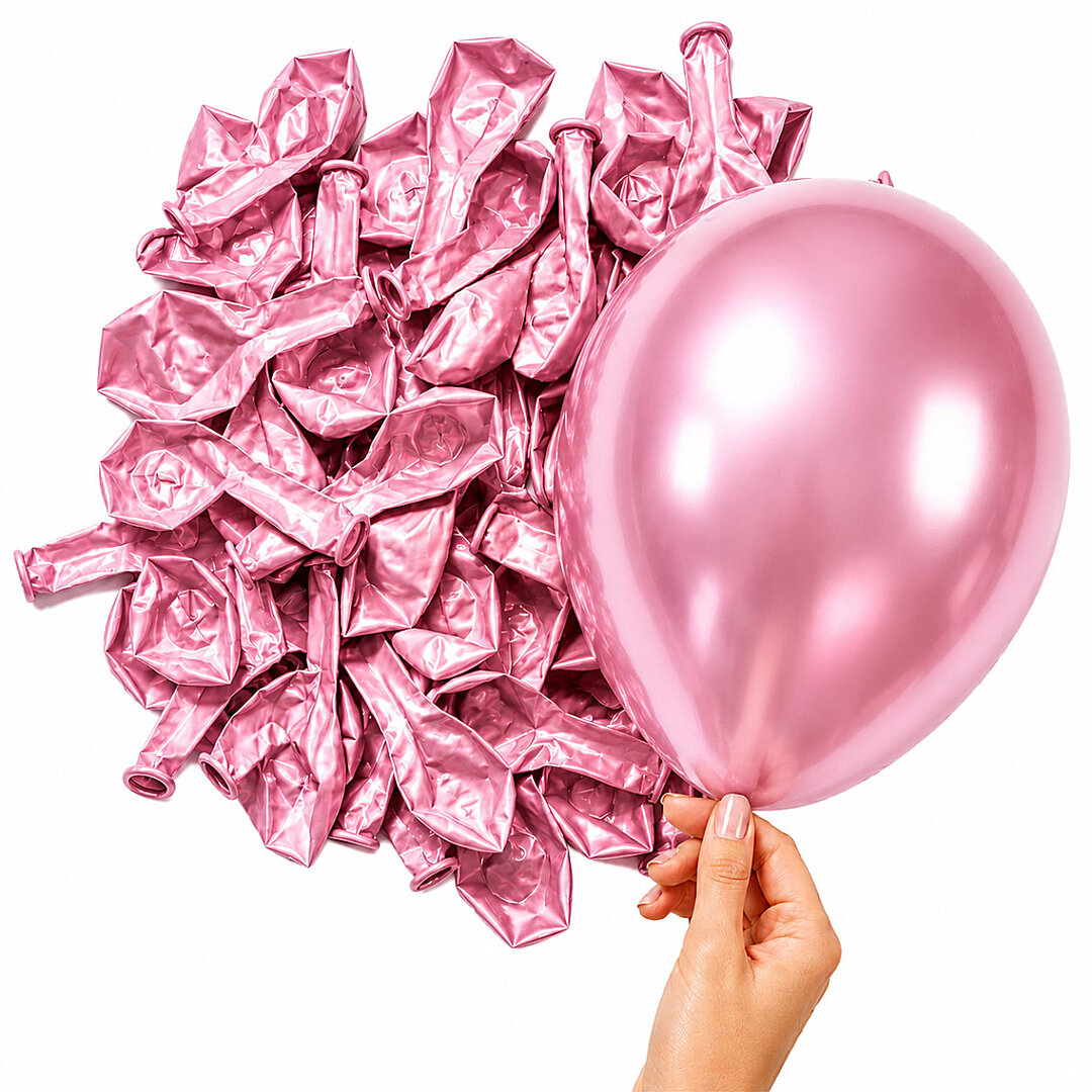 Açık Pembe Renk Lateks krom Balon (15 cm) - 10 Adet - 2