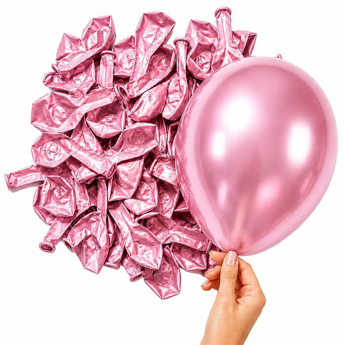 Açık Pembe Renk Lateks krom Balon (15 cm) - 10 Adet - 2