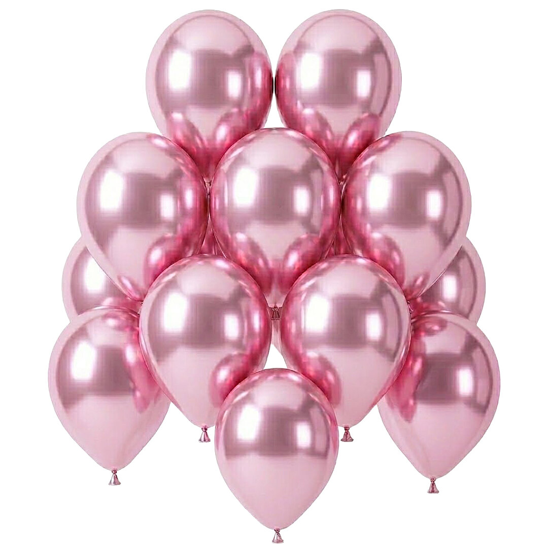 Açık Pembe Renk Lateks krom Balon (30 cm) - 12 Adet - 1