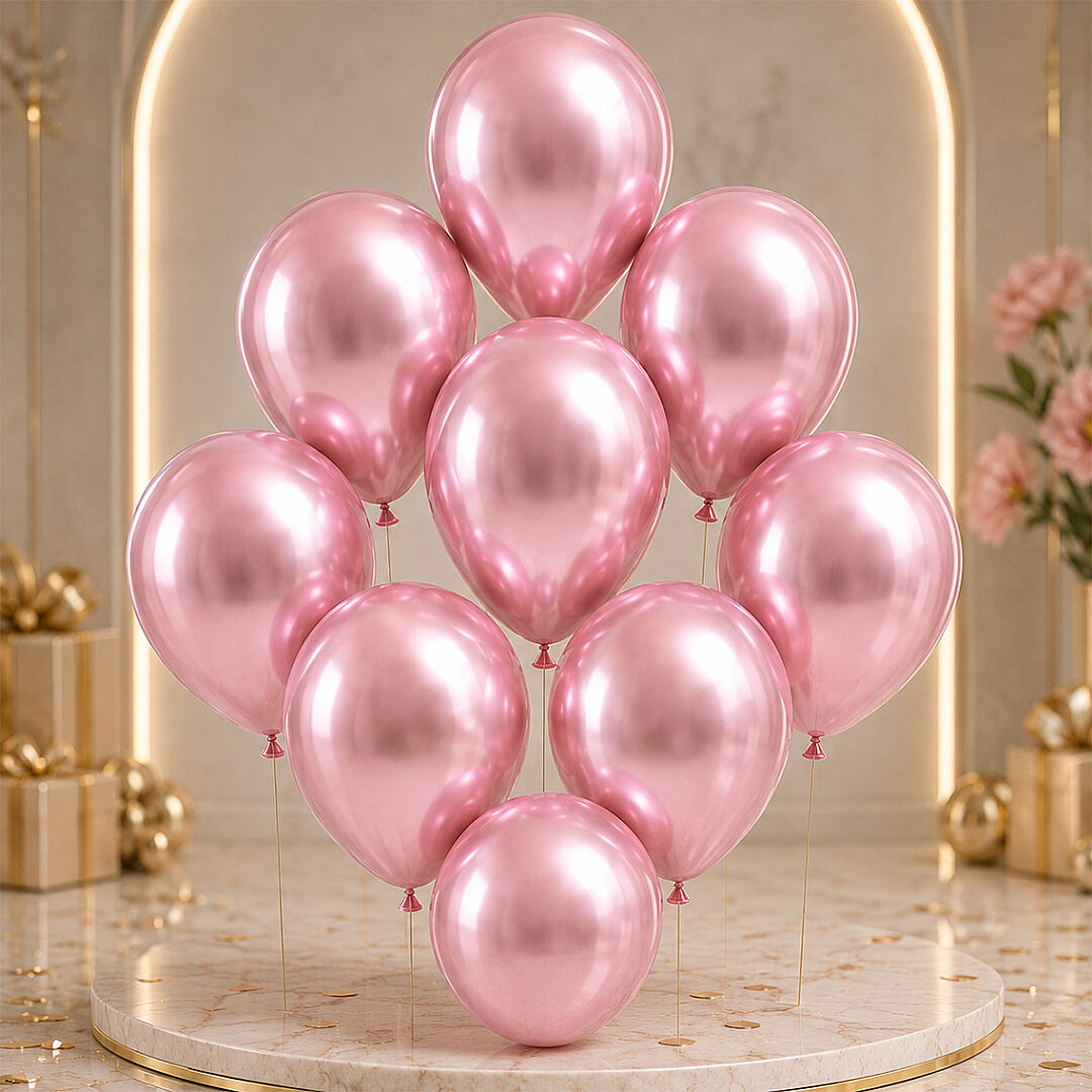 Açık Pembe Renk Lateks krom Balon (30 cm) - 50 Adet - 2
