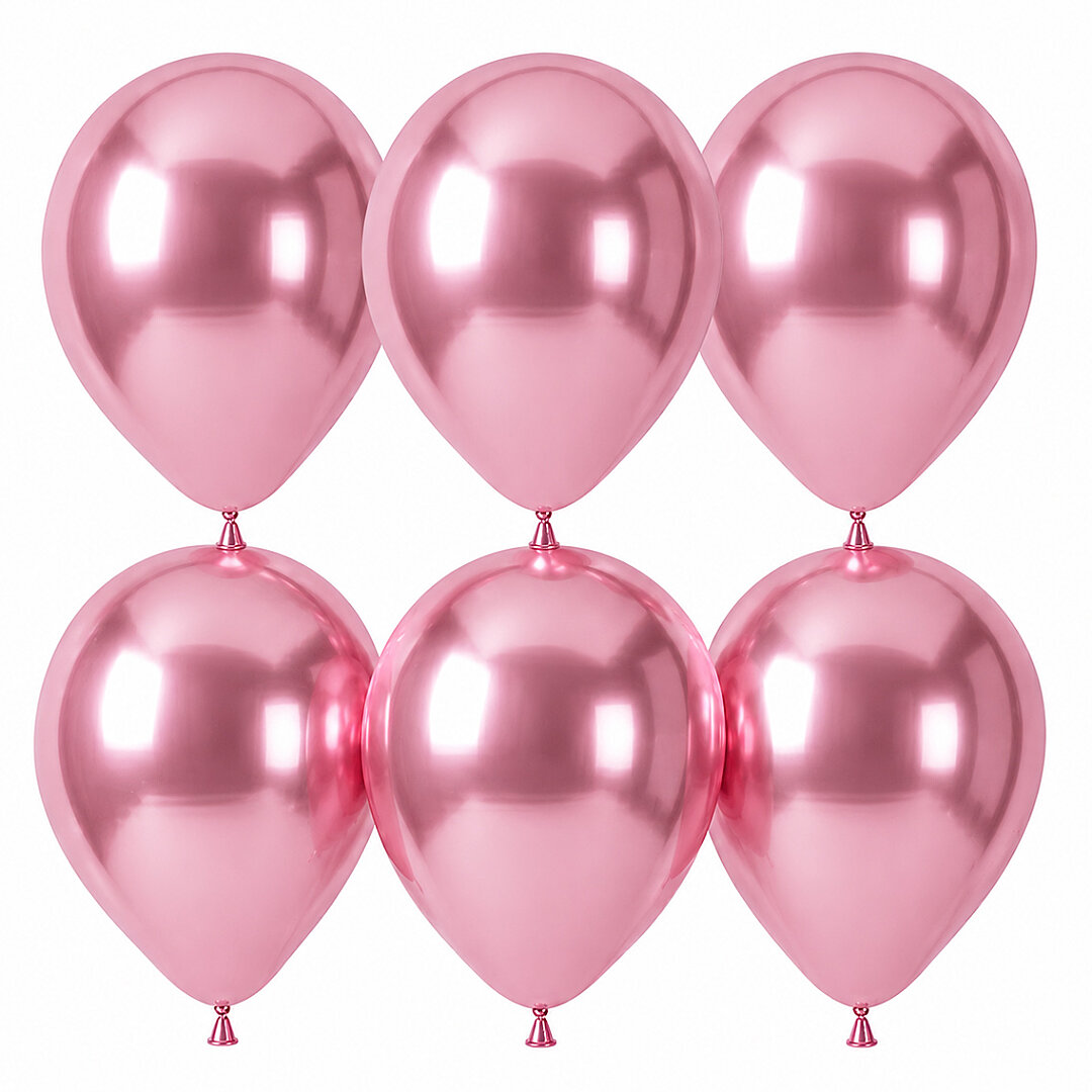 Açık Pembe Renk Lateks krom Balon (30 cm) - 6 Adet - Beysüs