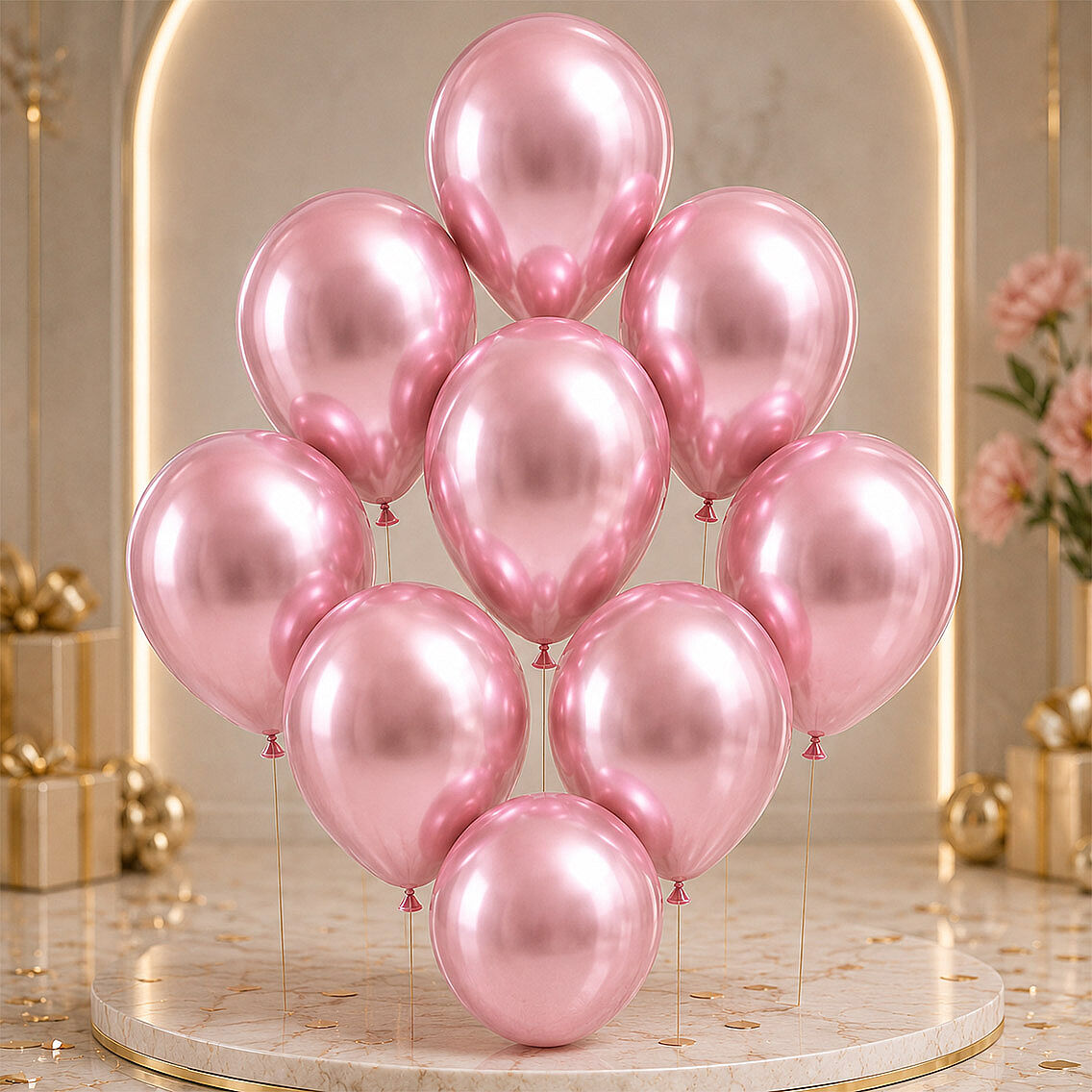 Açık Pembe Renk Lateks krom Balon (45 cm) - 2 Adet - 2