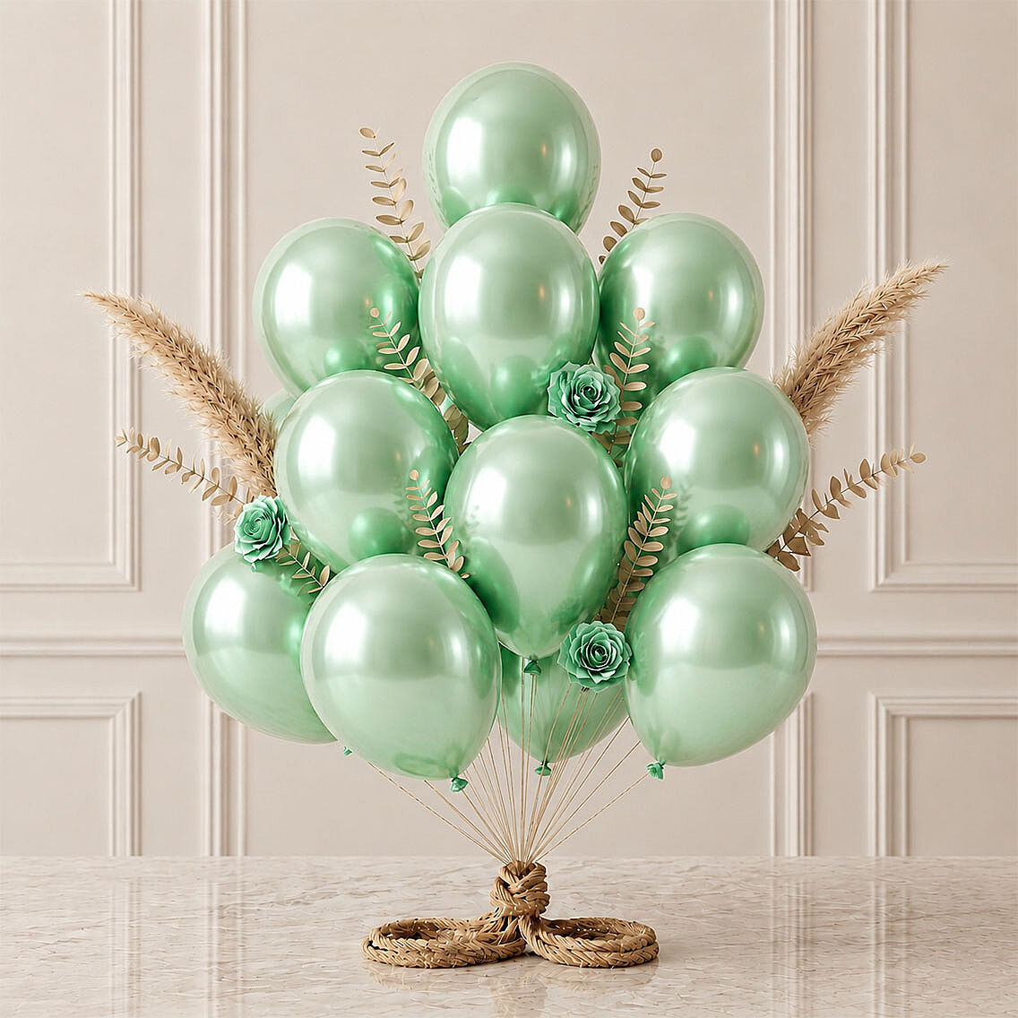 Açık Yeşil Renk Lateks Metalik Balon (30 cm) - 12 Adet - 1